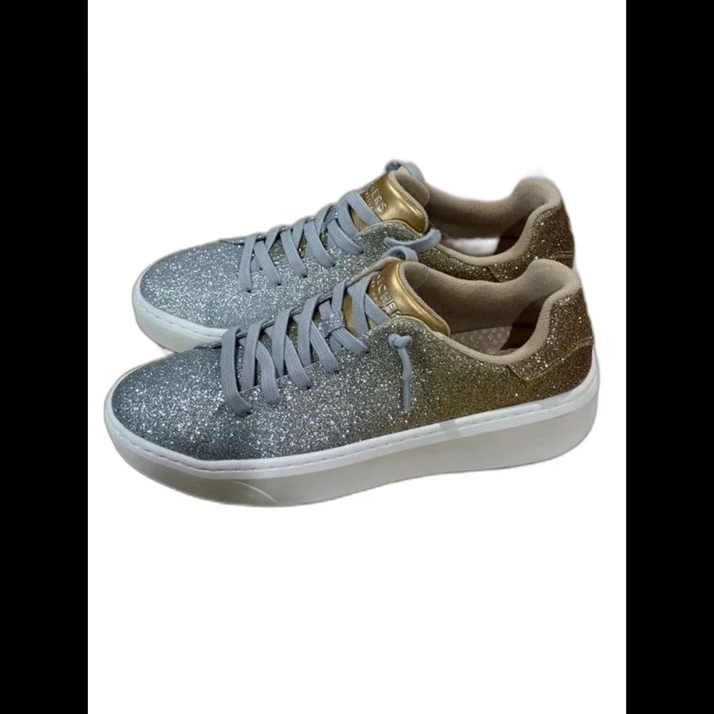 Skechers Court Break - Silver/Gold Women's US 9/UK 6/EUR 39 Like New